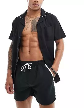 Черная пляжная рубашка с окантовкой Another Influence