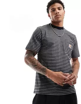Черная полосатая футболка с нагрудным карманом Carhartt WIP Verner