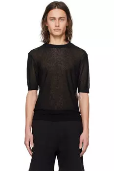 Черная полупрозрачная футболка AMI Paris