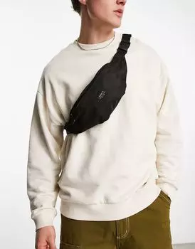 Черная поясная сумка с простой этикеткой New Look