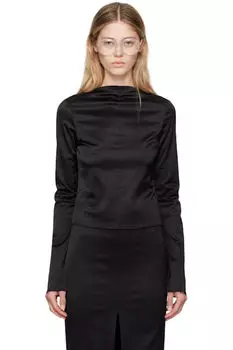 Черная потертая футболка с длинным рукавом MM6 Maison Margiela