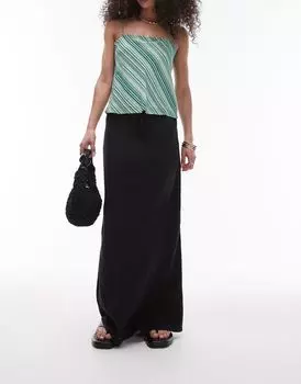 Черная повседневная юбка из твила с кулиской Topshop