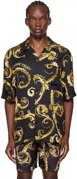 Черная принтованная рубашка Versace Jeans Couture