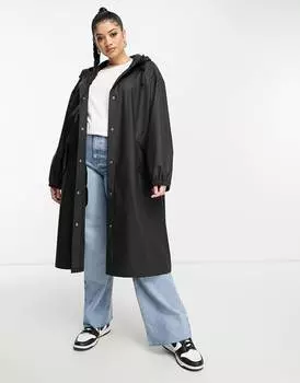 Черная прорезиненная куртка от дождя ASOS DESIGN Curve ASOS Curve