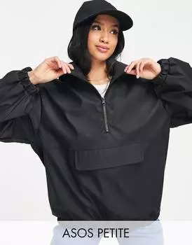 Черная прорезиненная куртка от дождя ASOS DESIGN Petite