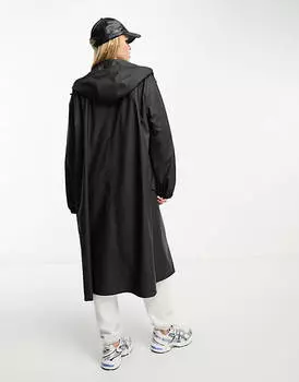 Черная прорезиненная парка-дождевик ASOS DESIGN Tall