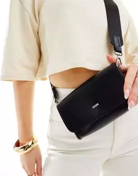 Черная прямоугольная сумка через плечо PASQ с клапаном