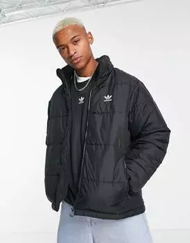 Черная пуховая куртка с капюшоном adidas Originals Trefoil Essentials