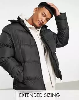 Черная пуховая куртка со съемным капюшоном ASOS DESIGN