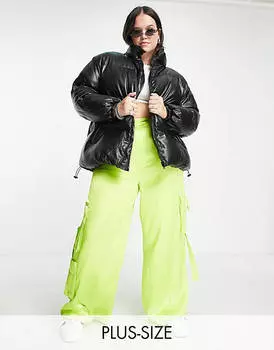 Черная пуховик с высоким воротником Daisy Street Plus