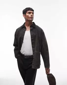 Черная рабочая куртка Topman с контрастным воротником