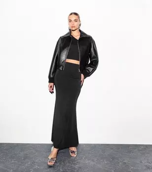 Черная расклешенная длинная юбка «рыбий хвост» New Look, черный