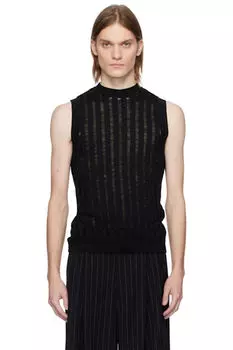 Черная ребристая майка без рукавов с застежкой-лестницей LGN Louis Gabriel Nouchi