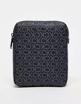 Черная репортерская сумка с монограммой Calvin Klein