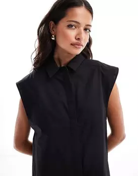 Черная рубашка без рукавов ASOS DESIGN