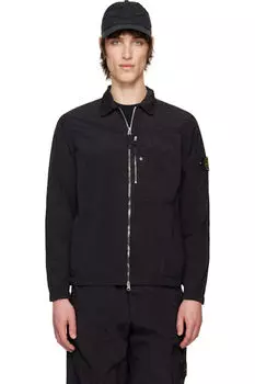 Черная рубашка ECONYL из регенерированного нейлона и металла Stone Island
