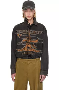 Черная рубашка из денима с лучшей нашивкой в Париже Y/Project