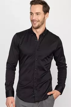 Черная рубашка из лайкры Super Slim Fit TUDORS