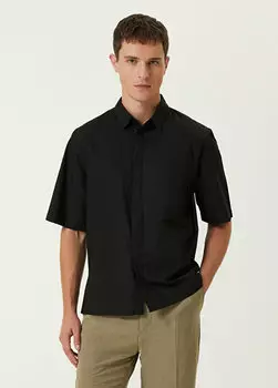 Черная рубашка из поплина с коротким рукавом Calvin Klein