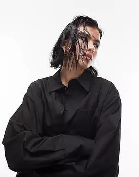 Черная рубашка из поплина Topshop