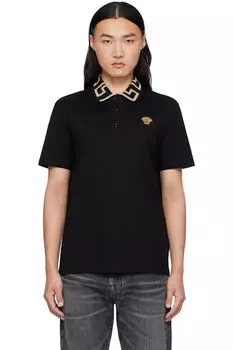 Черная рубашка-поло Greca Versace