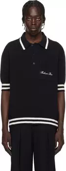 Черная рубашка-поло из хлопка и льна Balmain