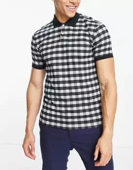 Черная рубашка-поло узкого кроя в мелкую клетку Nike Golf Dri-FIT