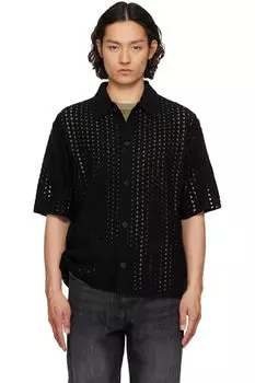 Черная рубашка с ажурным узором Solid Homme