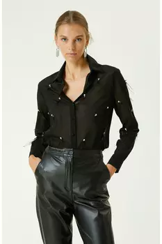 Черная рубашка с деталями Otri и Stone Network, черный