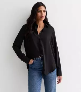 Черная рубашка с длинным рукавом New Look, черный