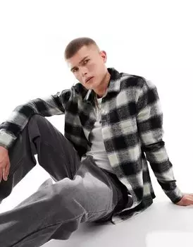 Черная рубашка с длинными рукавами цвета буйволового цвета в клетку River Island