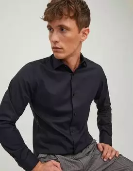 Черная рубашка с длинными рукавами Jack & Jones