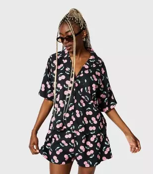 Черная рубашка с хлопковым принтом Skinnydip Disco Cherry Skinnydip, черный