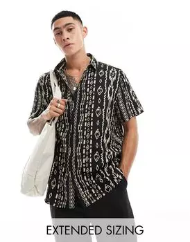 Черная рубашка с капюшоном и ацтекским принтом от ASOS