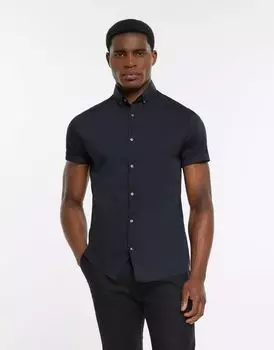 Черная рубашка с короткими рукавами River Island Rr