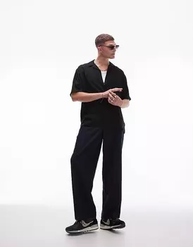 Черная рубашка с короткими рукавами Topman Revere