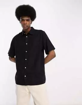 Черная рубашка с короткими рукавами Weekday Randy