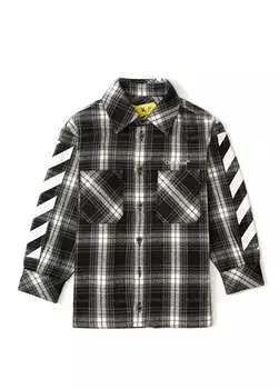 Черная рубашка с логотипом в клетку для мальчика Off-White