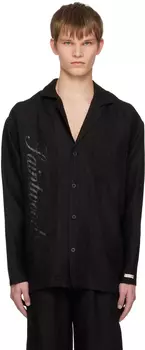 Черная рубашка с накладными карманами Saintwoods