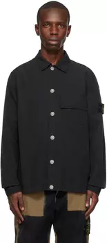Черная рубашка с нашивками Stone Island