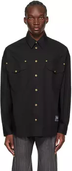 Черная рубашка с нашивками Versace Jeans Couture