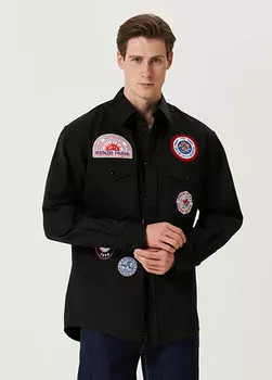 Черная рубашка с нашивкой-логотипом Kenzo