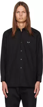 Черная рубашка с нашивкой в виде сердца Comme des Garons