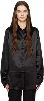 Черная рубашка с острым воротником Jil Sander