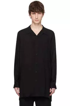 Черная рубашка с открытым воротником YOHJI YAMAMOTO