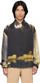 Черная рубашка с принтом 424