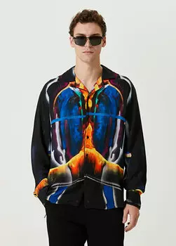 Черная рубашка с разноцветным узором Limitato