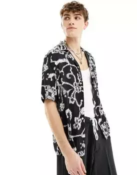 Черная рубашка с узором AllSaints Webs