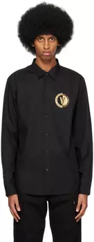 Черная рубашка с V-образной эмблемой Versace Jeans Couture
