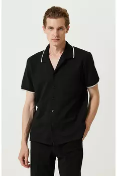 Черная рубашка с воротником поло Network, черный